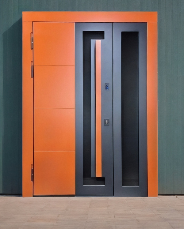 Серо-оранжевая дверь