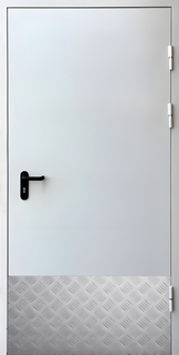 Одностворчатая противопожарная дверь EI-60 с алюминиевой отбойной пластиной