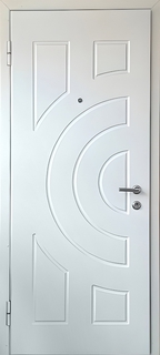 Металлическая квартирная дверь с белыми фрезерованными накладками МДФ