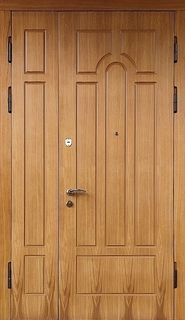 Металлическая полуторная дверь с отделкой из панелей MDF с фрезерованием Металлическая полуторная дверь с отделкой из панелей MDF с фрезерованием