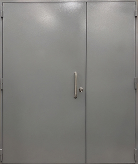 Полуторастворчатая металлическая дверь с ручкой-скобой (порошковое покрытие по RAL)