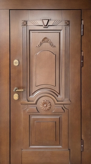 Металлическая дверь МДФ шпон и RAL с терморазрывом и резьбой