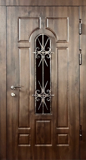 Металлическая остекленная термодверь с решеткой (фрезерованные панели МДФ ПВХ)