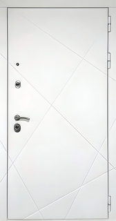 Входная дверь с фрезерованным МДФ белого цвета