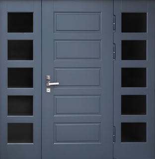 Входная группа с терморазрывом и остеклением (плиты МДФ RAL серого цвета)